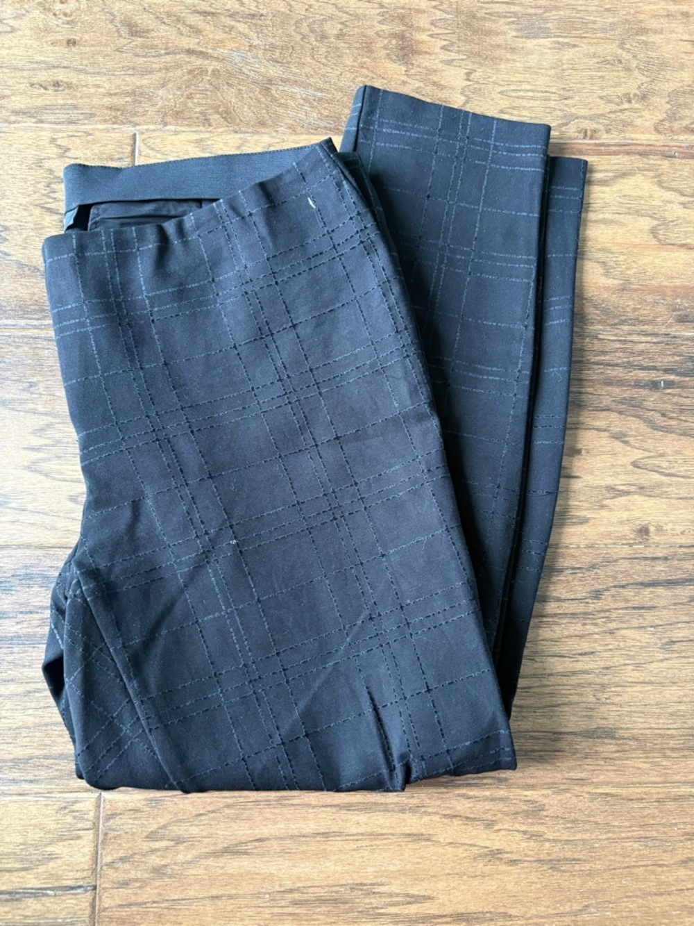 Alfani Black Windowpane Plaid Trousers